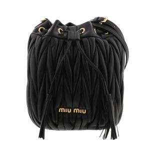 Miu Miu Matelasse Drawstring Shoulder Bag Black Pouch